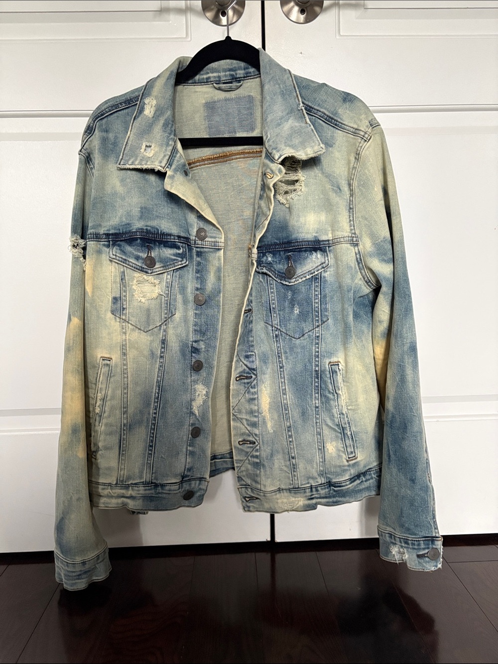 Light Blue Distressed Denim Jacket - Women